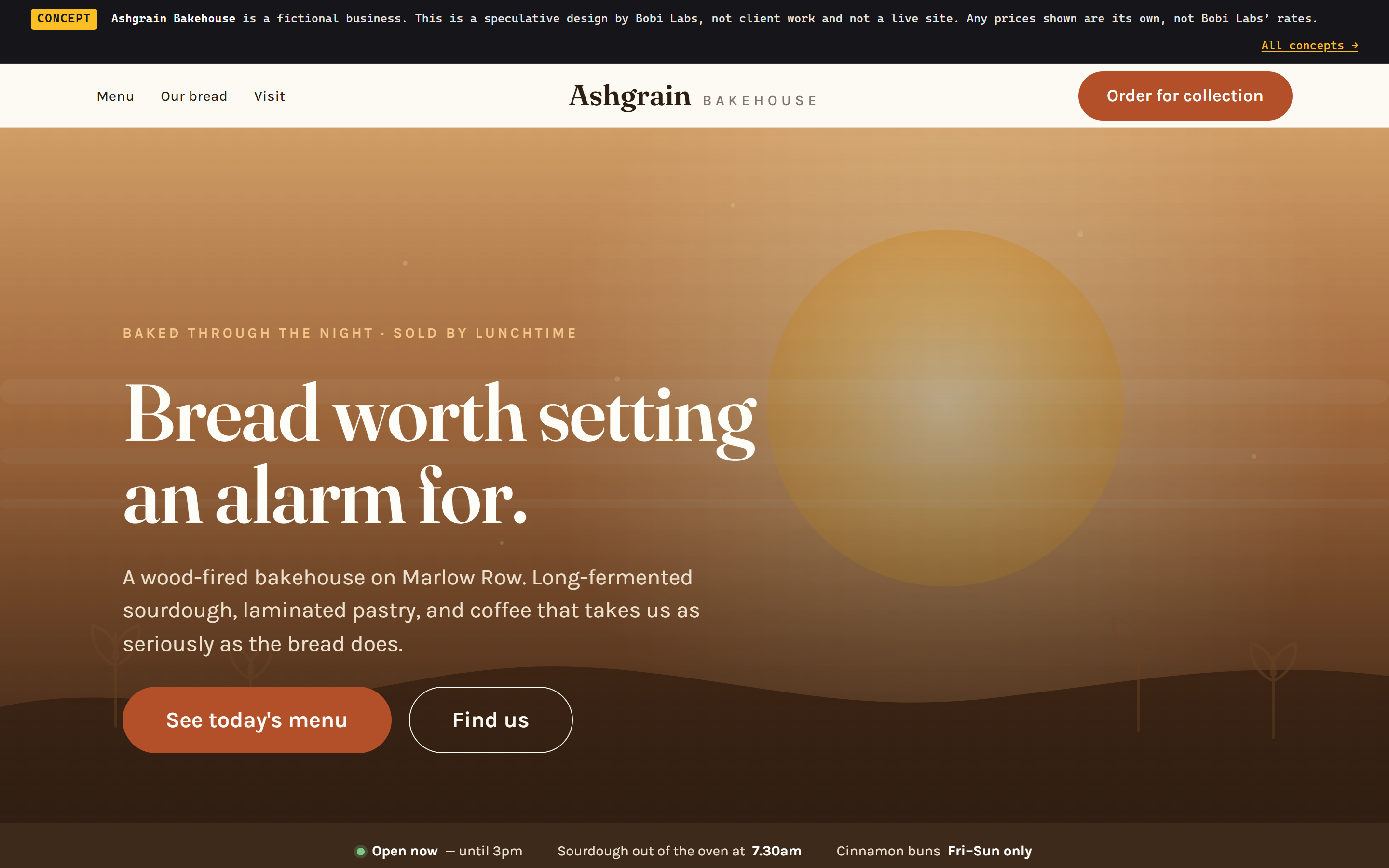 Ashgrain Bakehouse concept, desktop